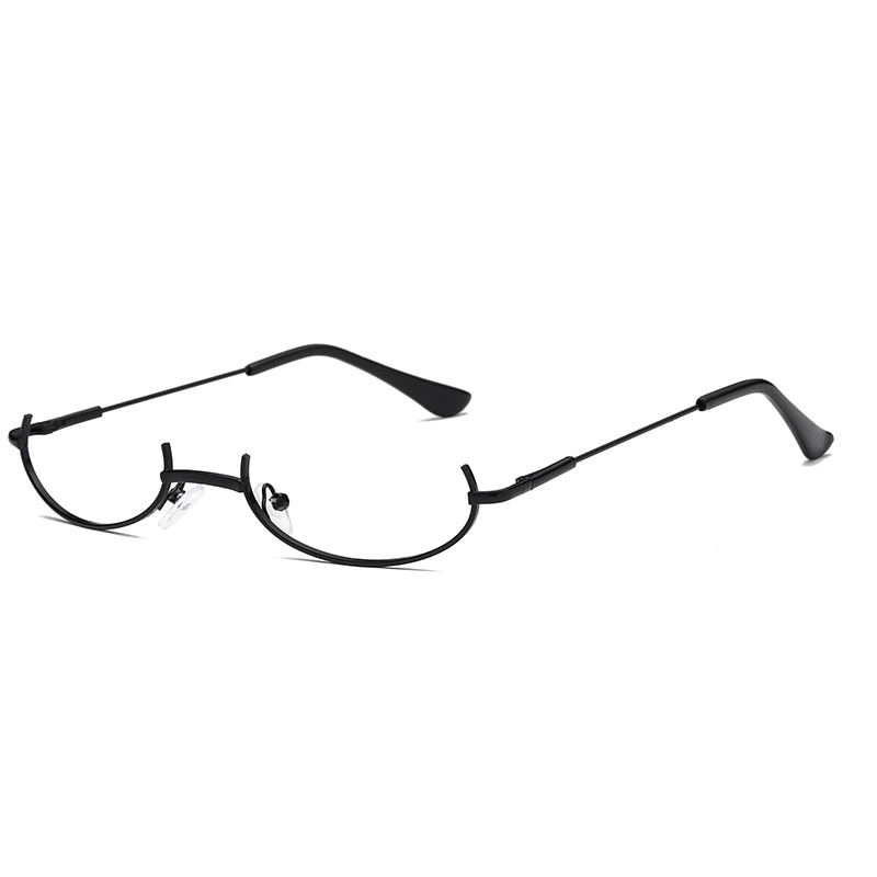 Tiktok Ins Half-Frame Decoration Glasses Lens-Free Frame Glasses Two-Dimensional Concave Shape Chain Pendant Glasses