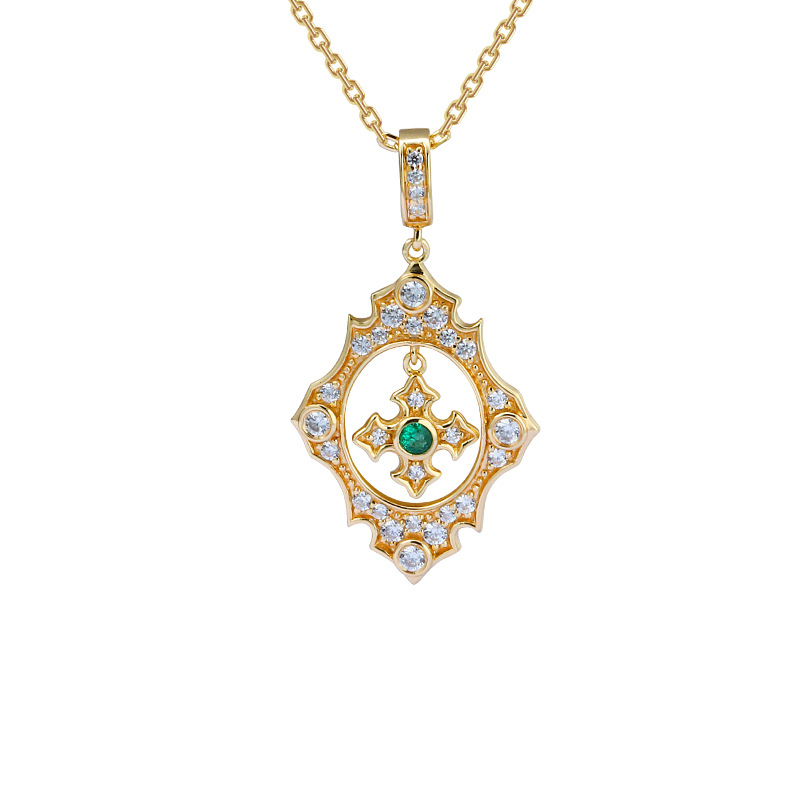 敦丽首饰 欧式复古灵动十字架锆石吊坠项链女士 创意饰品跨境专供