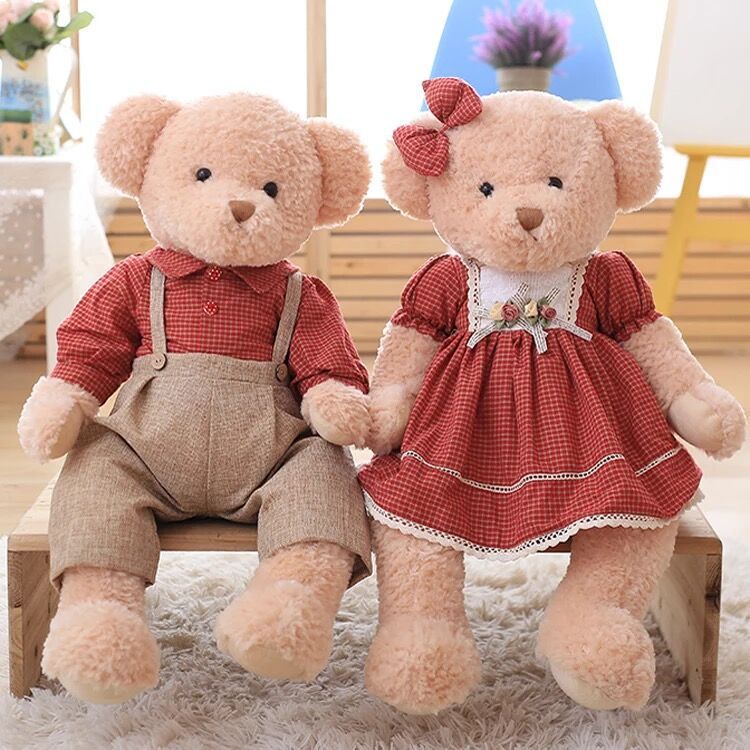 New Couple Magnet Teddy Bear Plush Toy Doll Wedding Press Bed Doll Wedding Gift