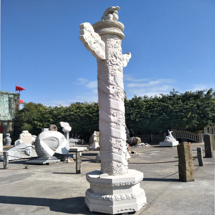 厂家供应汉白玉盘龙柱大理石石雕华表文化柱多种规格定制加工雕塑