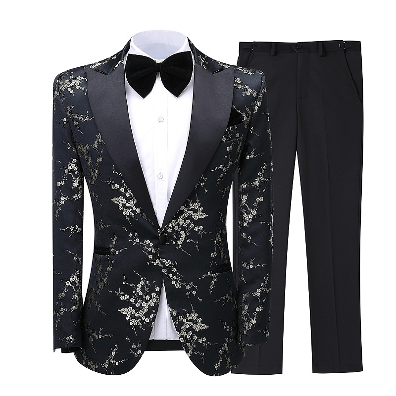 结婚礼服韩版修身商务职业正装新郎定制西装男套装婚礼西服套装男士两