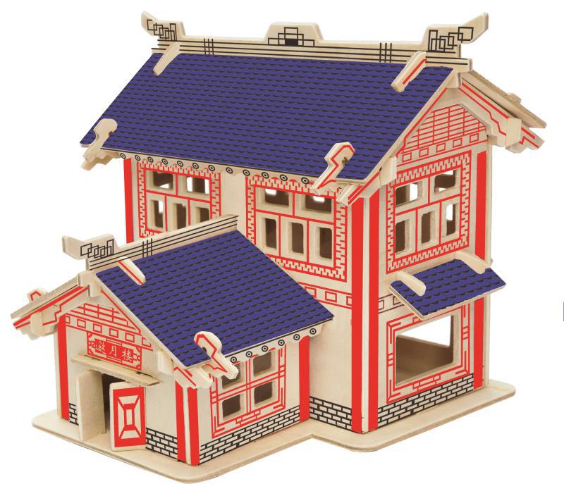 茗轩茶楼3d立体仿真工艺品diy木制益智玩具拼图地摊现货量大优惠