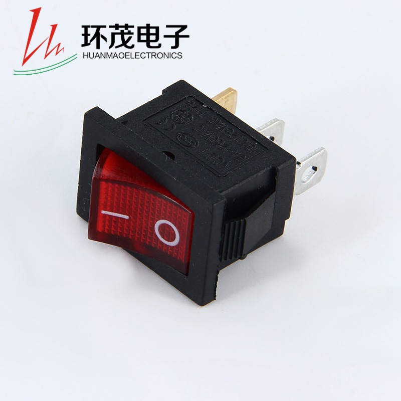 kcd1-102n小型船型开关 三脚两档翘板开关 开孔带红灯 厂家供应