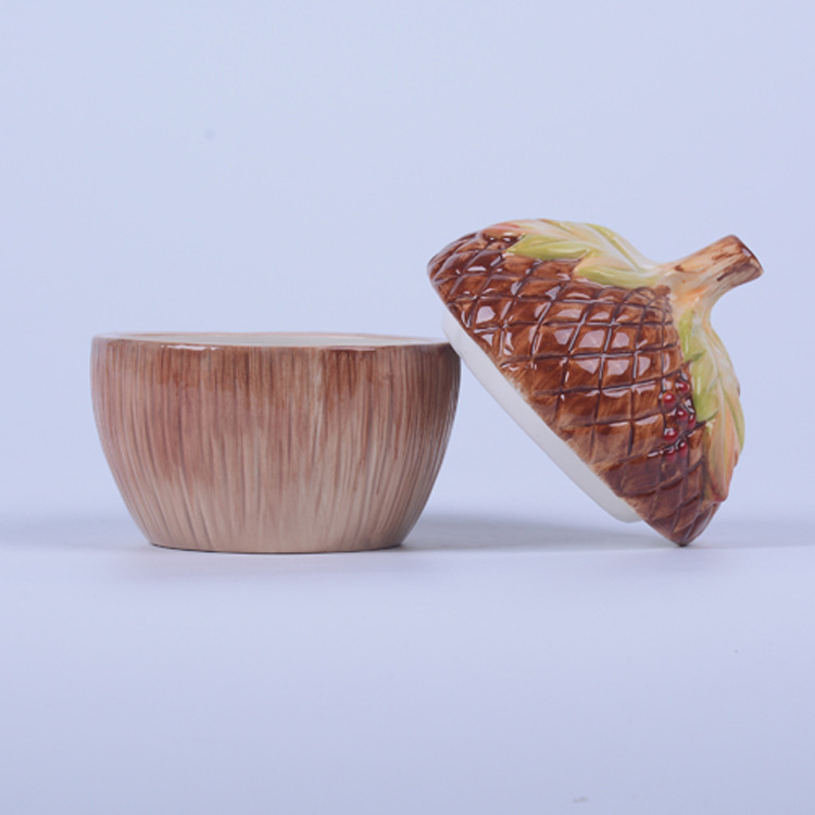 仿真松果储物罐陶瓷 大号陶瓷饼干罐 松果造型陶瓷密封罐定制