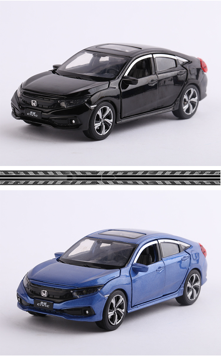 jk1/32 19款本田思域轿车六开门合金车模声光金属模型儿童玩具车