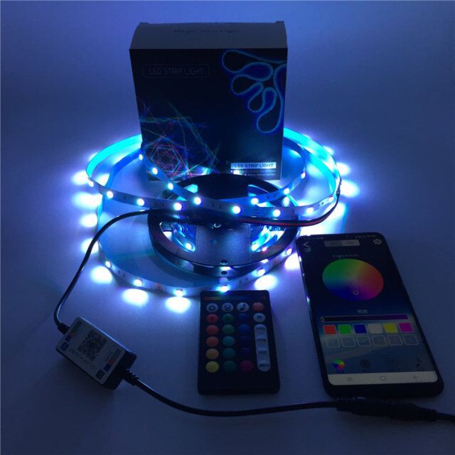 12v5050rgb电商led音乐控制声控智能蓝牙app5米10米灯带 电源套装