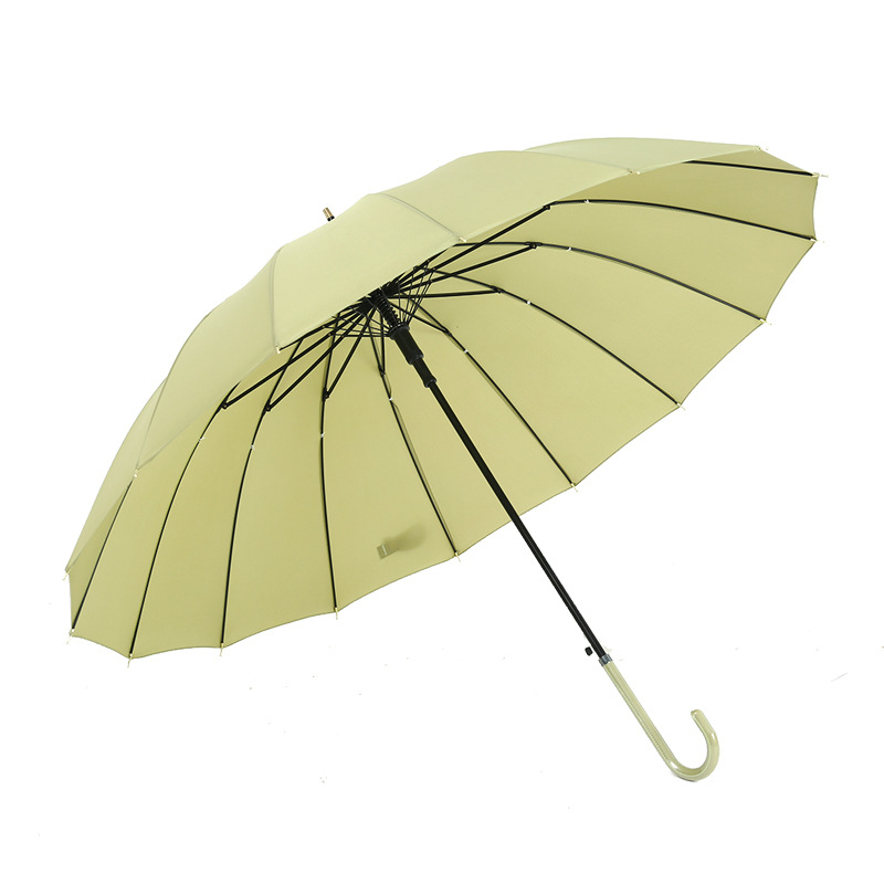 Creative Leather Handle Umbrella Japanese Style Fresh 16K Straight Umbrella Long Handle Umbrella Simple Solid Color Retro Men and Women Umbrella