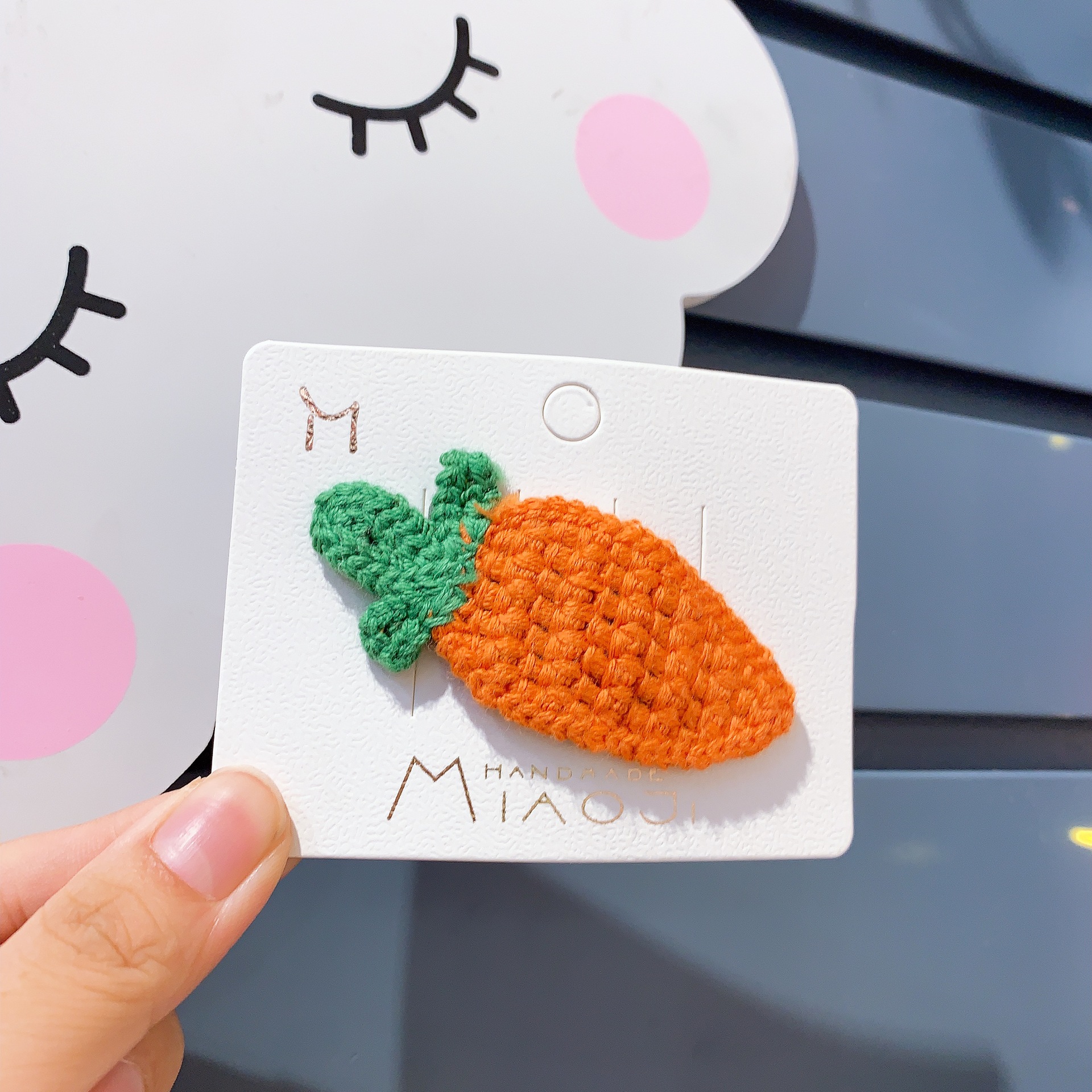 韩国秋冬童趣手工毛线编织儿童少女ins水果胡萝卜发夹边夹刘海军