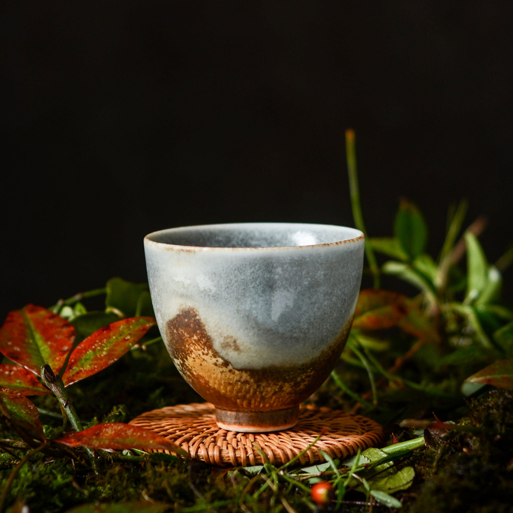 景德镇柴烧色纯手工主人杯柴烧无釉品杯均杯日式自然开片窑变茶道