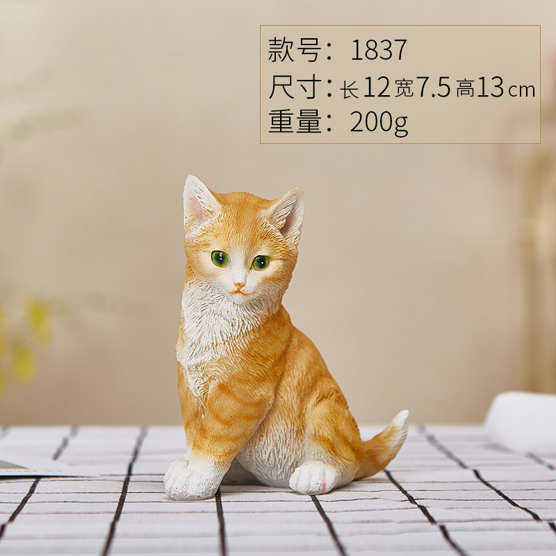 Animal Resin Crafts Cute Kitten Orange Cat Toy Model Courtyard Garden Decoration Simulation Cat Decoration Small