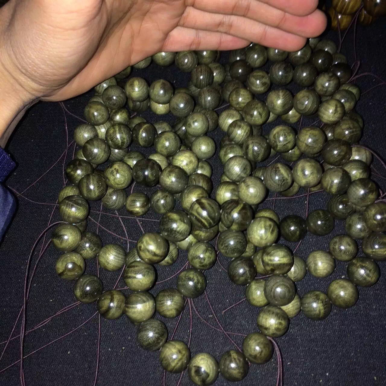 四川乌木绿料阴沉木手串2.0小水波佛珠 男女款念珠手链 厂家批发