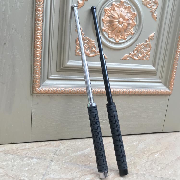 现货伸缩棍橡胶手柄伸缩三节棍保安棍车载防身棍野人谷伸缩棍