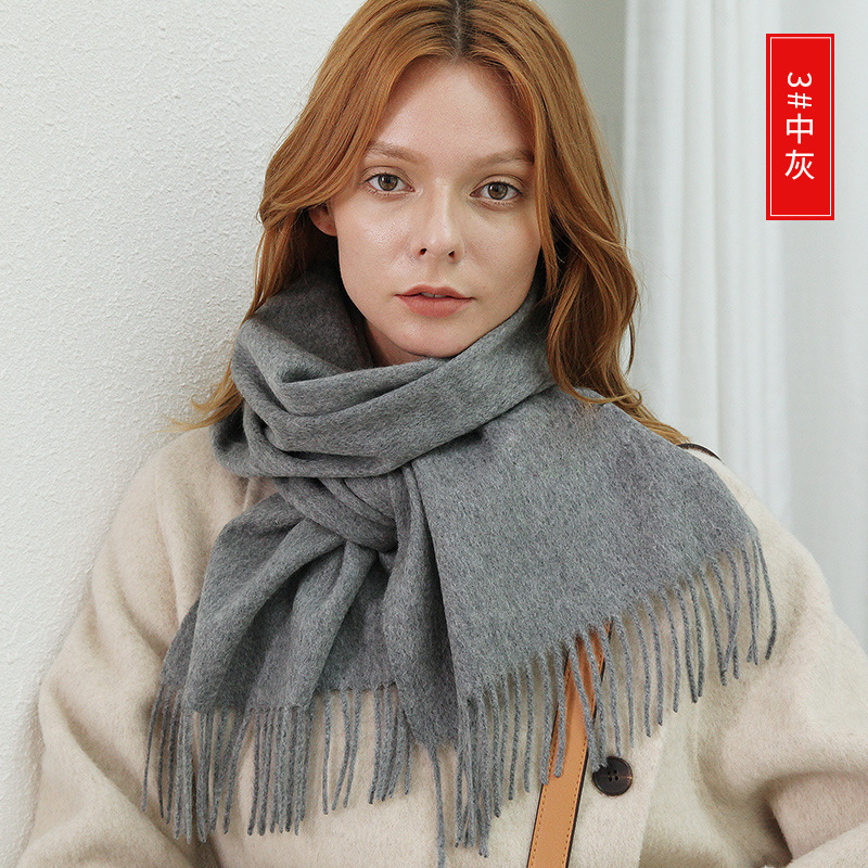 2019围巾男女秋冬保暖流苏彩格现货羊绒围巾女新款恒源祥围巾