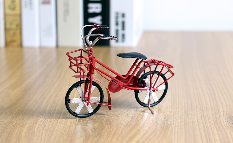 手工彩绘铁艺自行车模型家居饰品金属工艺品摆件美式乡村复古装饰