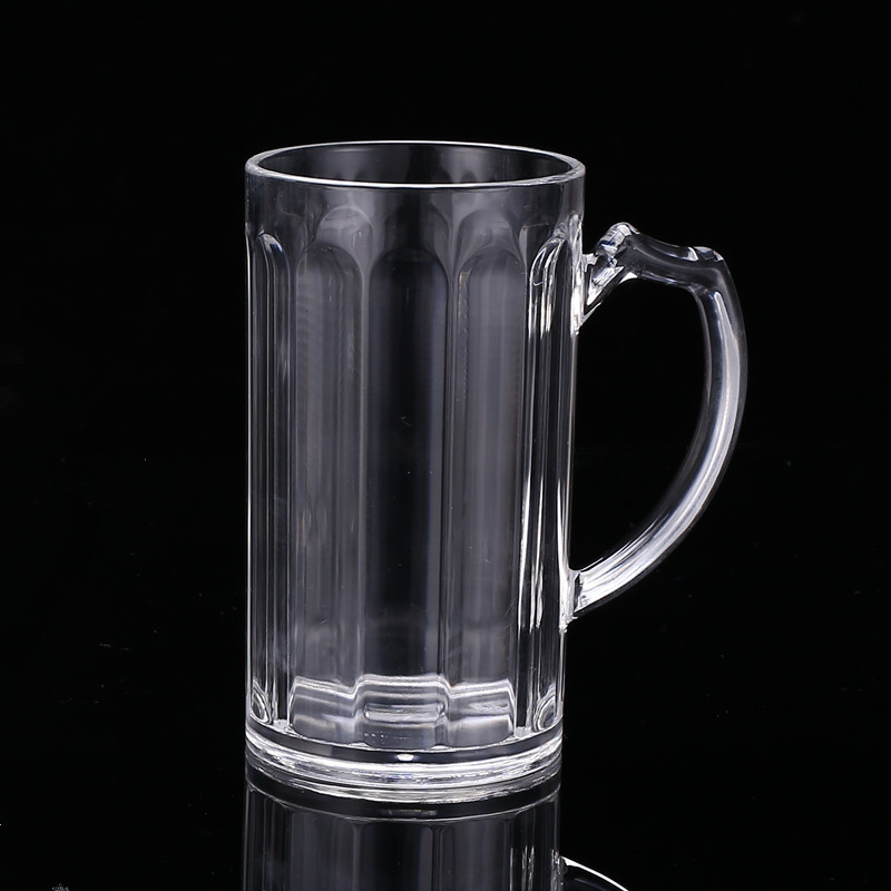 Transparent Acrylic Craft Beer Mug Thick Drop-Resistant Plastic Tape Handle Bar Night Stalls Restaurant Beer Mug