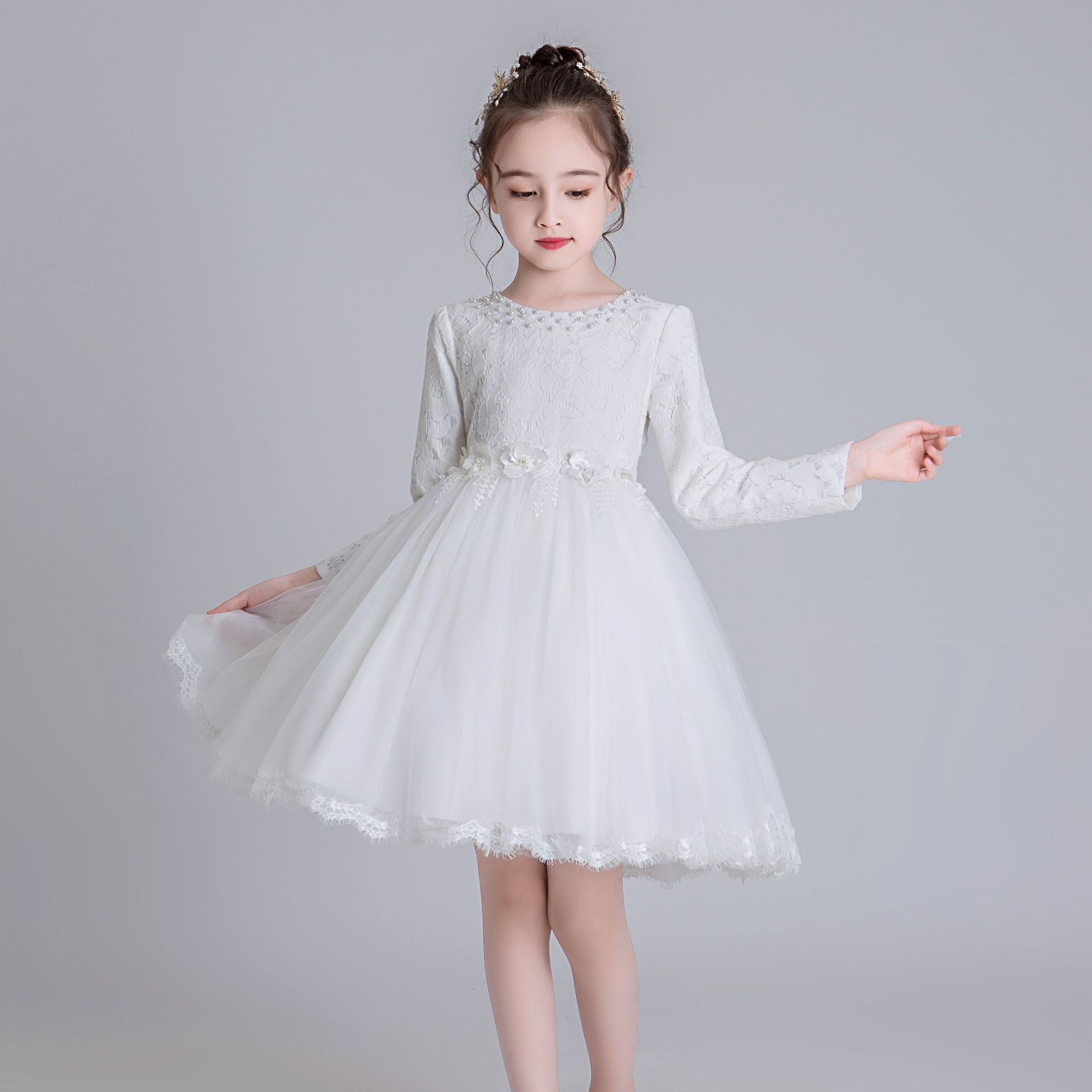 德夫阿可女童公主裙2019秋冬款网纱礼服裙中大童花童装儿童裙子