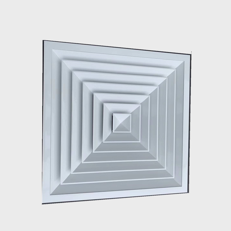 方形散流器送风口 外径600 吊顶出风口可带人字闸 四面出风风管口