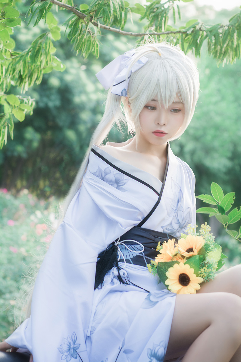 现货穹妹cosplay服缘之空春日野穹白色和服浴衣cosplay装女动漫