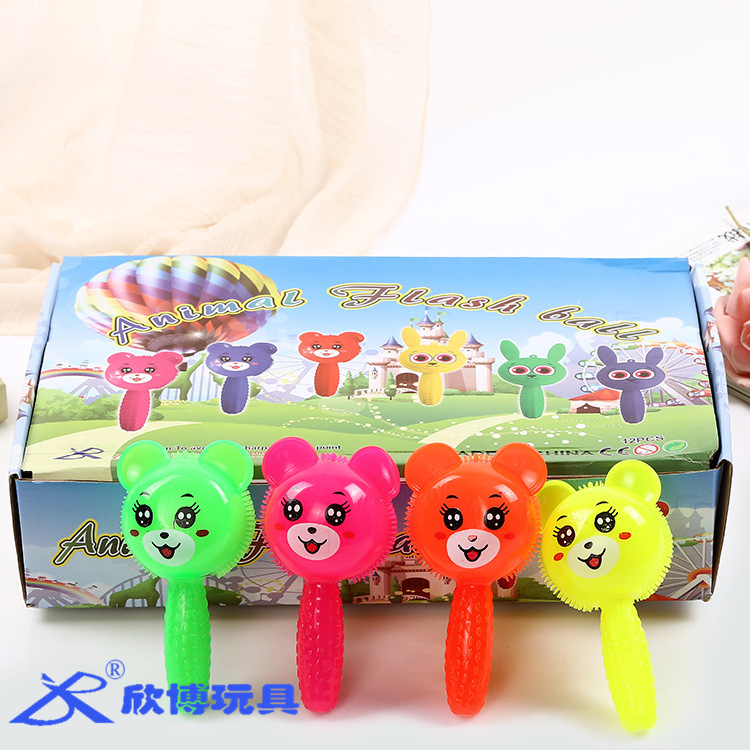 Glow Stick Hairy Ball Flash Bear Factory Direct Sales Wholesale Children's Luminous Toys Hot Sale Beach Stall Goods