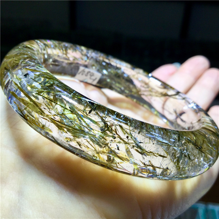 东海水晶天然绿碧玺发晶顺发晶手镯【内径:56.5mm】