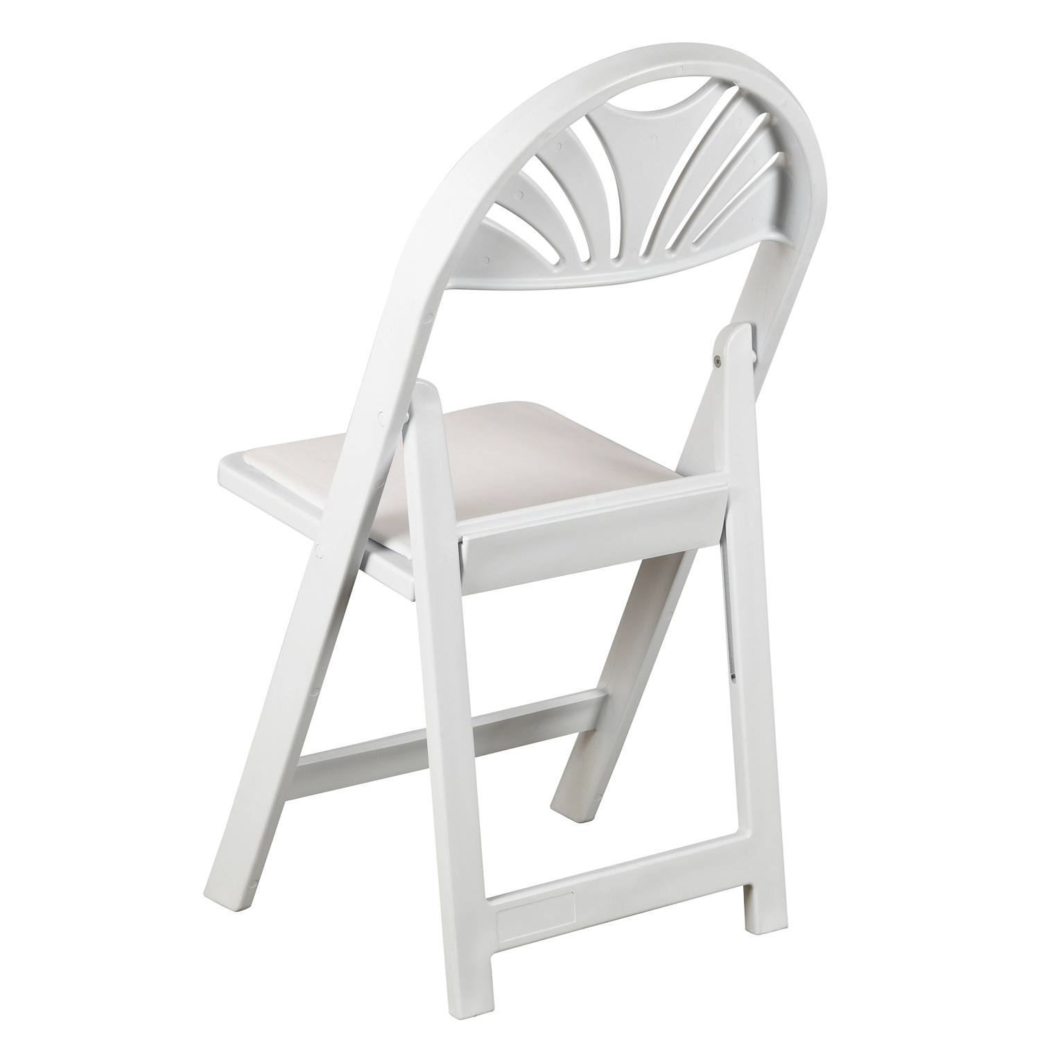 pp树脂白色扇背折叠椅 便携式圆背婚庆餐椅 现代酒店宴会活动椅子