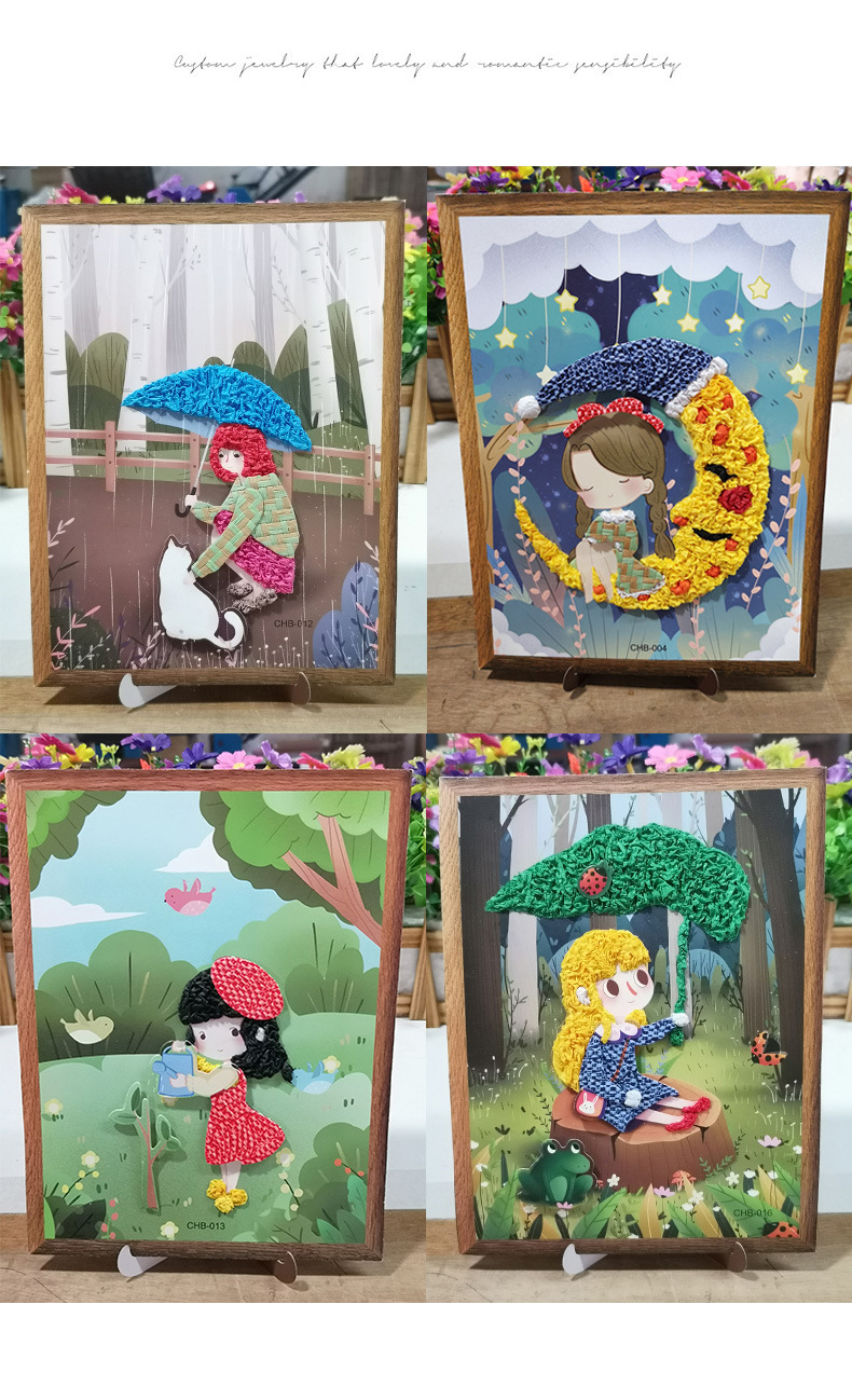 创意人物揉纸画 产品材质:环保纸质 产品配件:造型卡,彩纸,胶水,海绵