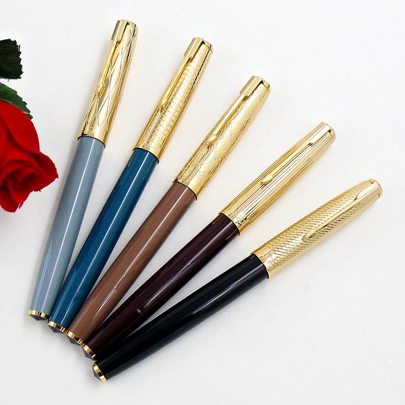 英雄实业永生601金套双珠真空活塞14k暗尖金笔大容量新品