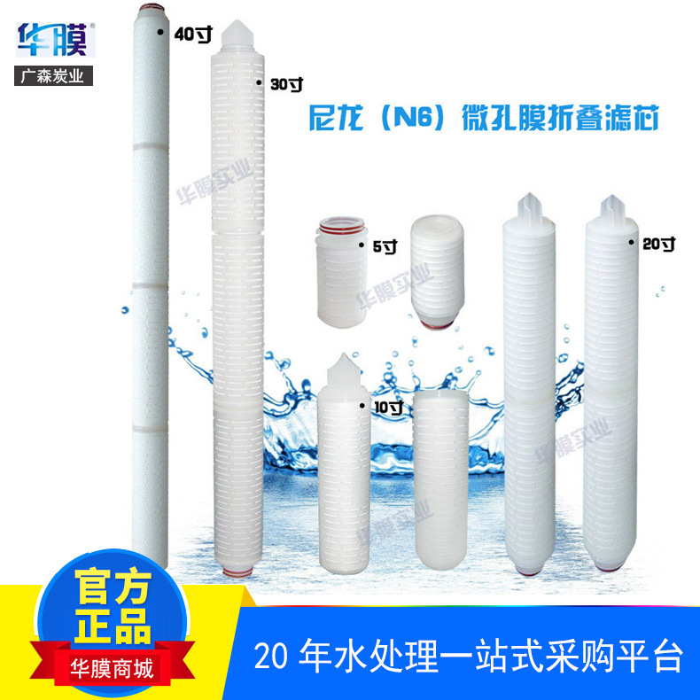 厂家直销净水过滤器滤芯 0.22um滤膜尼龙微孔膜 PP大流量折叠滤芯