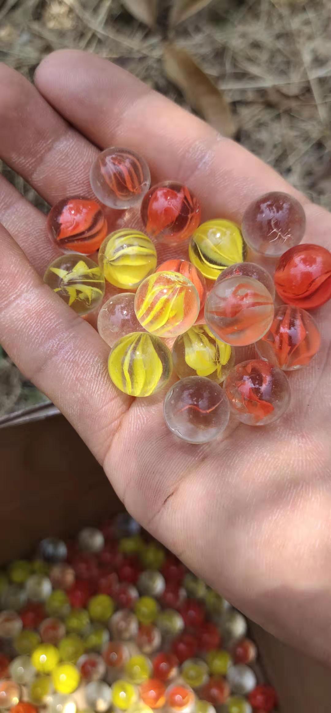 抖音批发游戏玻璃珠14mm弹珠机专用玻璃球鱼缸装饰彩色弹珠