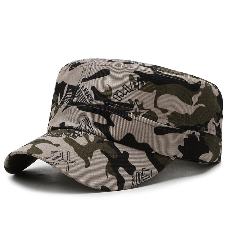 Camouflage Hat Student Training Hat Labor Protection Hat Summer Camp Hat Sun Hat Flat-Top Cap Prop Hat Flat-Top Cap