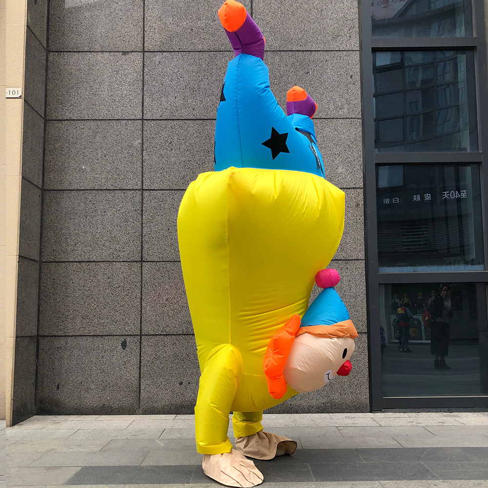 跨境万圣节充气服装倒立小丑舞台年会活动扮演表演卡通人偶演出服