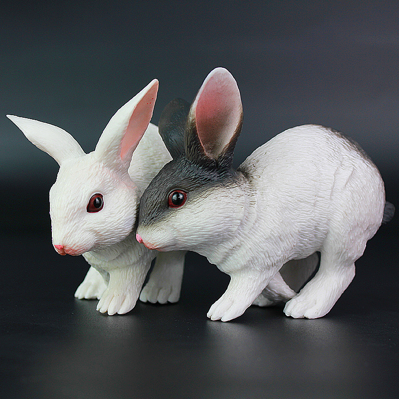 跨境仿真野生动物小白兔兔子模型塑料实心静态儿童玩具摆件礼物