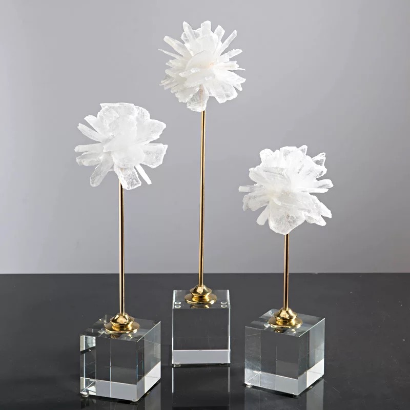 北欧现代白色水晶花工艺品家居摆件样板间酒店玄关书房电视柜装饰