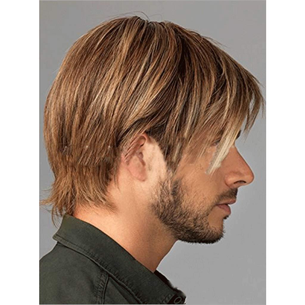 外贸男士假发 时尚中老年爸爸短直假发 总金色短发男款假发套现货