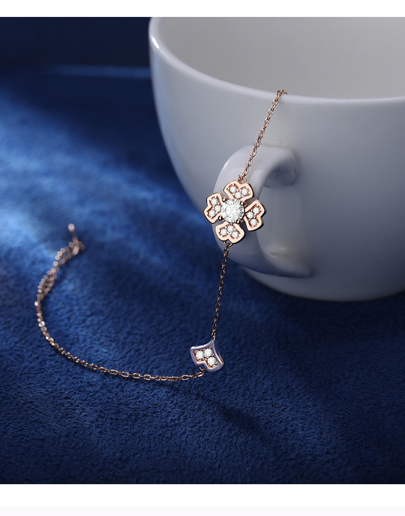 s925银杏叶水晶手链女韩国简约新款女学生幸运首饰秋冬百搭配饰