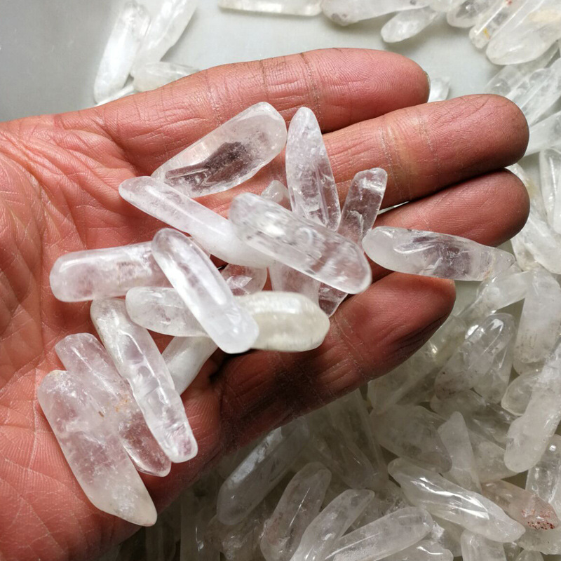 狗牙白水晶碎石 天然白晶鱼缸风水石消磁石盆景装潢供佛石一千克