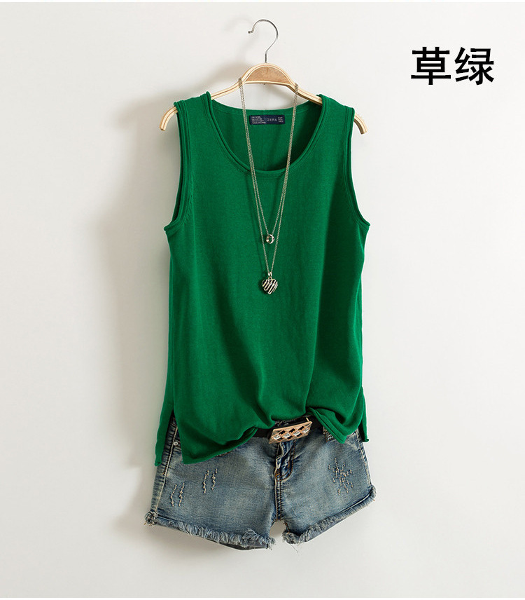 Large Size Cotton Camisole Women's Summer New I-Shaped Sleeveless Knitted Bottoming Shirt Short Outer Wear Loose Top