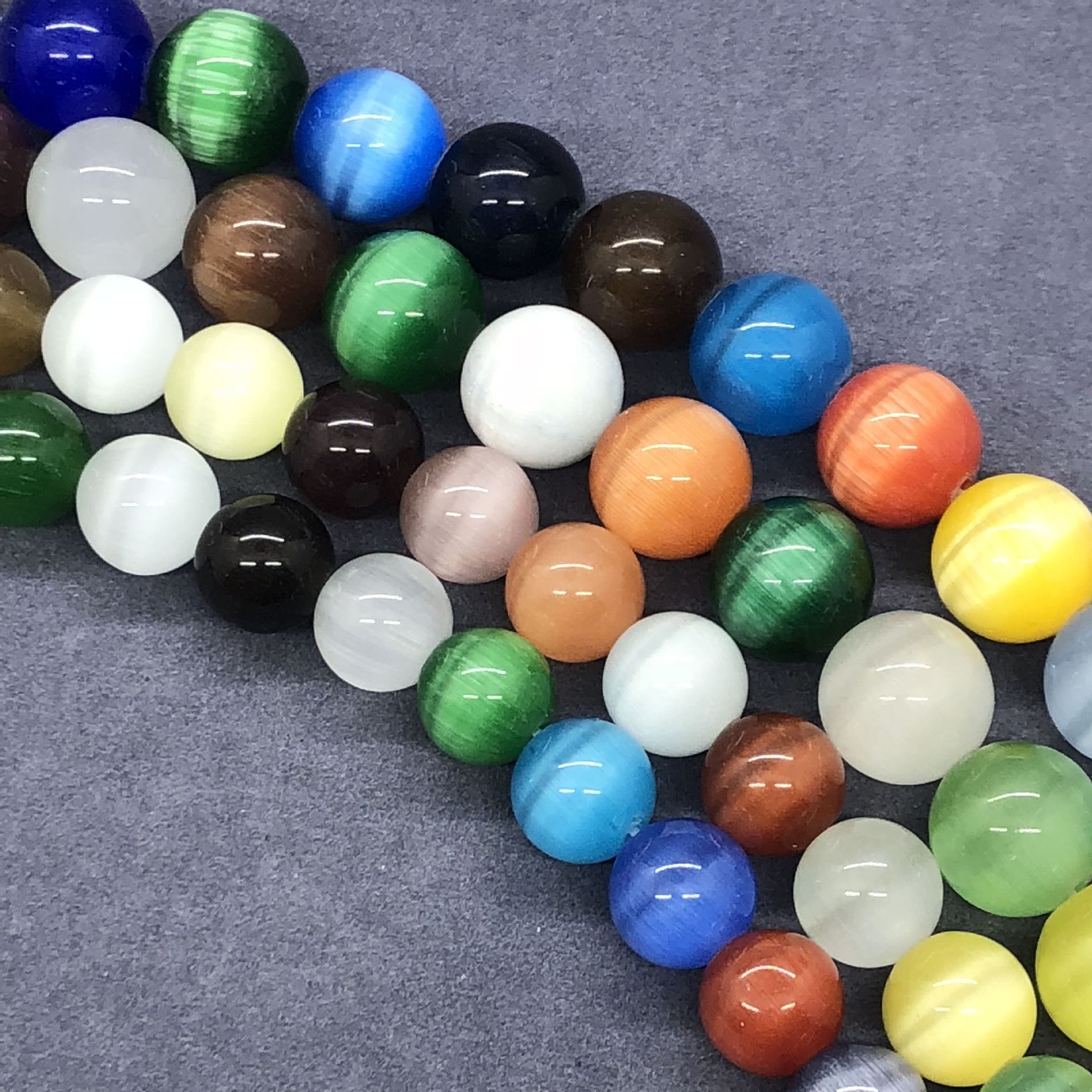 七彩色猫眼石圆珠 diy手工饰品半成品串珠子散珠厂家批发 配饰