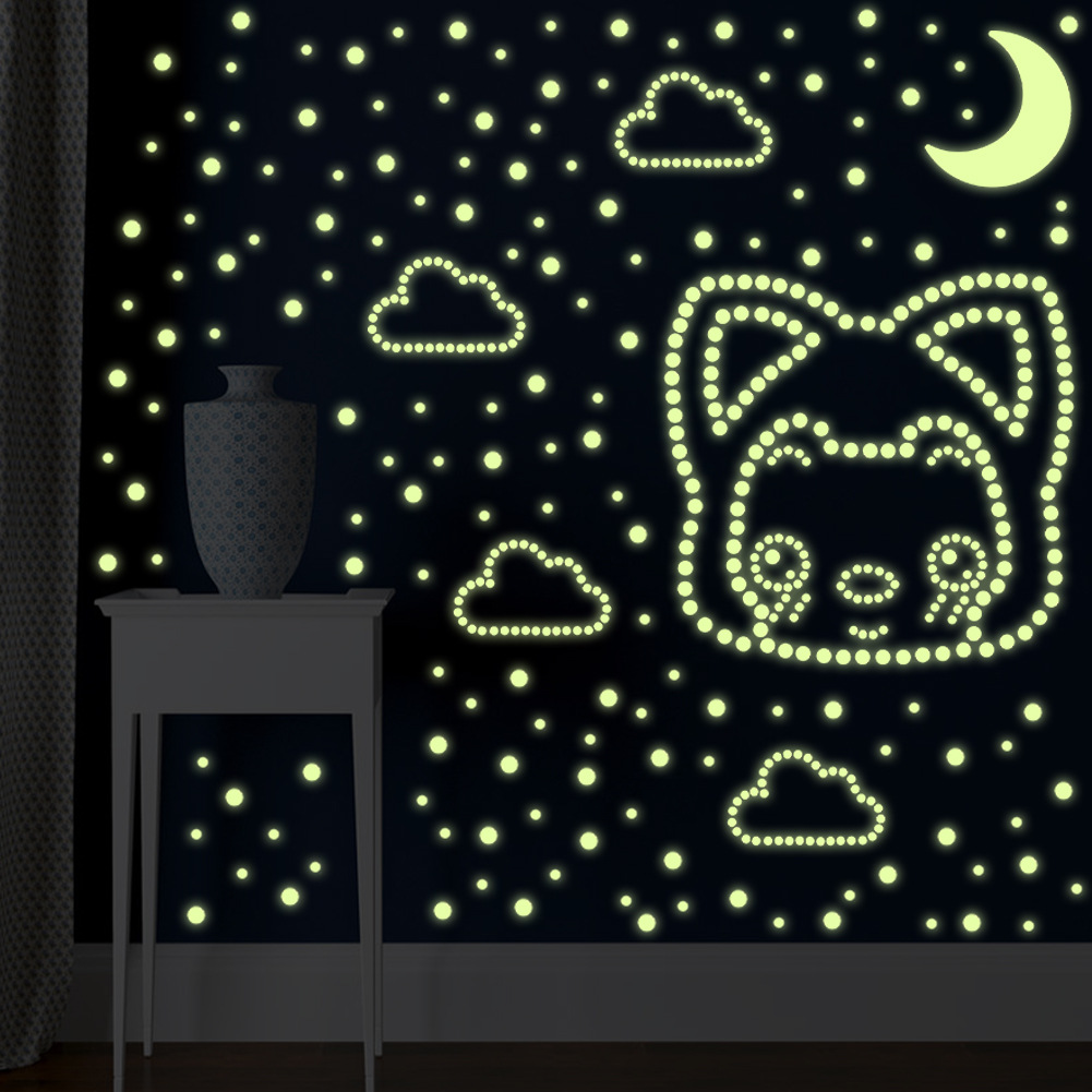 卡通可爱儿童房月亮diy小星星夜光贴幼儿园教室装饰荧光贴墙贴纸