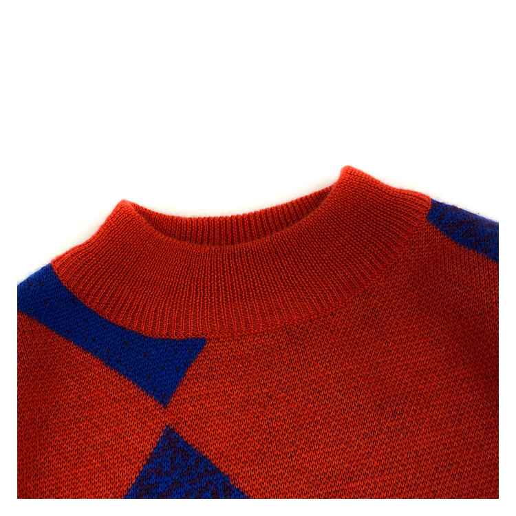 【mf】墨宝童装 红蓝格提花毛衣