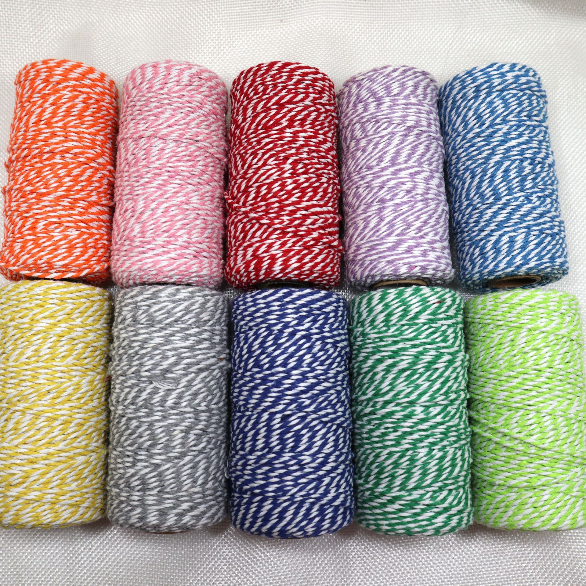 现货供应双色合股线 彩色棉线绳吊牌线 两股棉绳