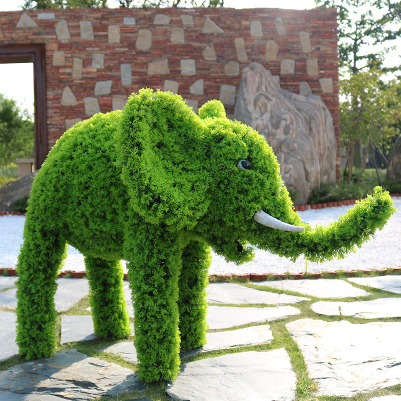 绿雕仿真大象雕塑园林景观公园绿地房产小区装饰美陈小品绿植大象