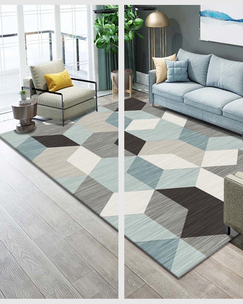 新品3d印花几何拼接地毯办公室地毯卧室床边地毯走廊门垫厂家定制