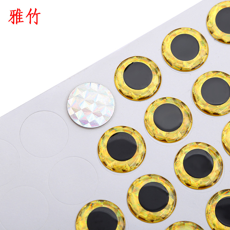 Customized Eye Sticking Hard Bottom High Transparent Crystal Drop Plastic Rainbow Laser Film Eye Activity Toy Eyes Accessories