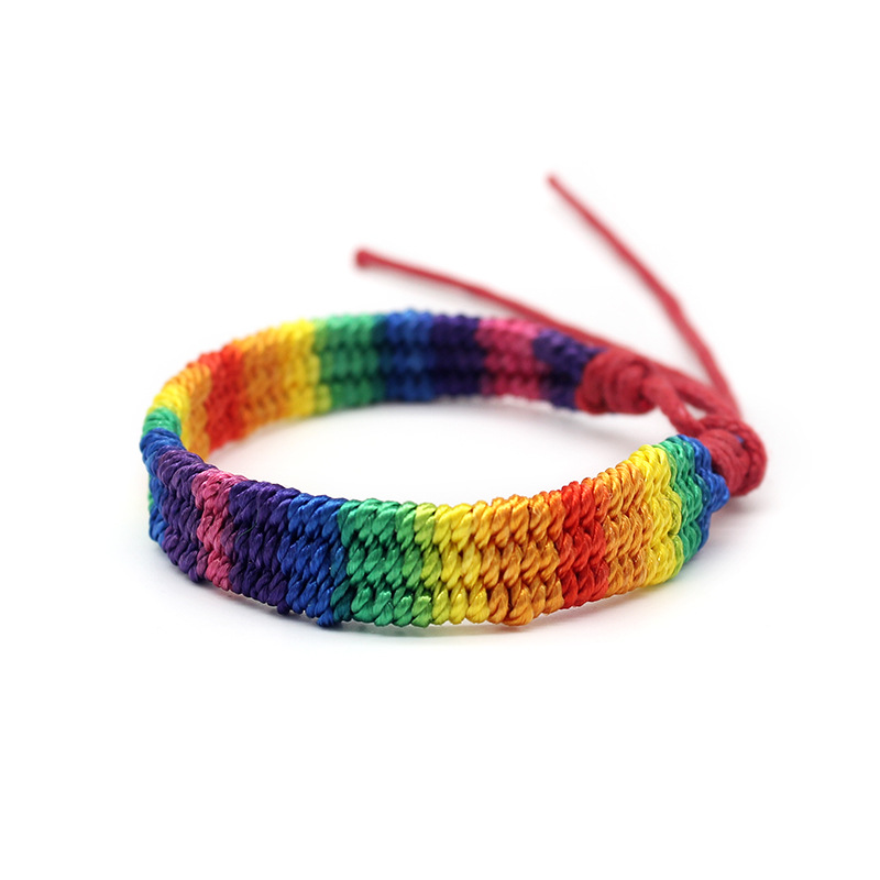 Cross-Border Hot Selling Hand-Woven DIY Basic Rainbow Multicolor Unisex Bracelet Nepal Friendship Carrying Strap