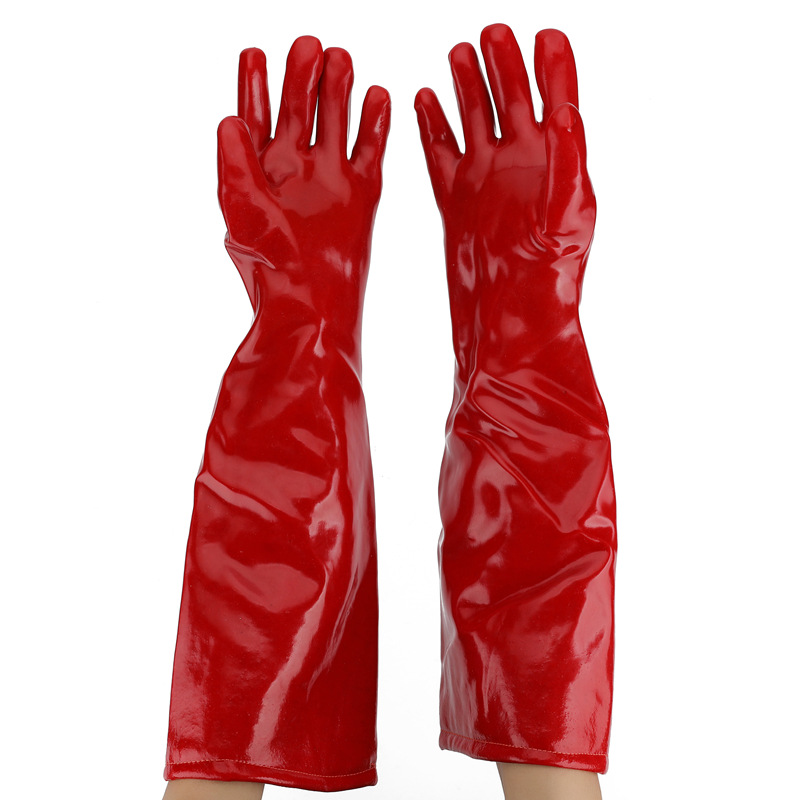 200度防水耐高温pvc手套加长隔热防烫手套耐油耐酸碱工业劳保手套