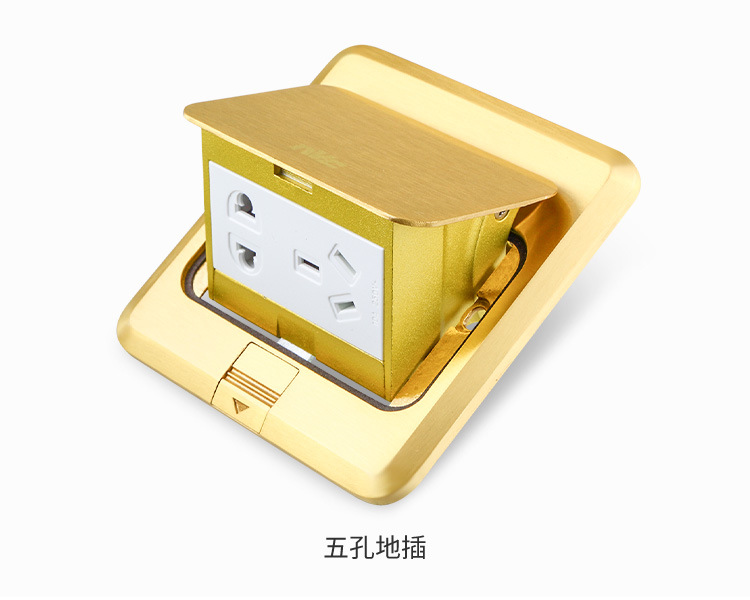 雷士照明地插座全铜防水隐藏式五孔地插电源网络地面地板插带阻尼