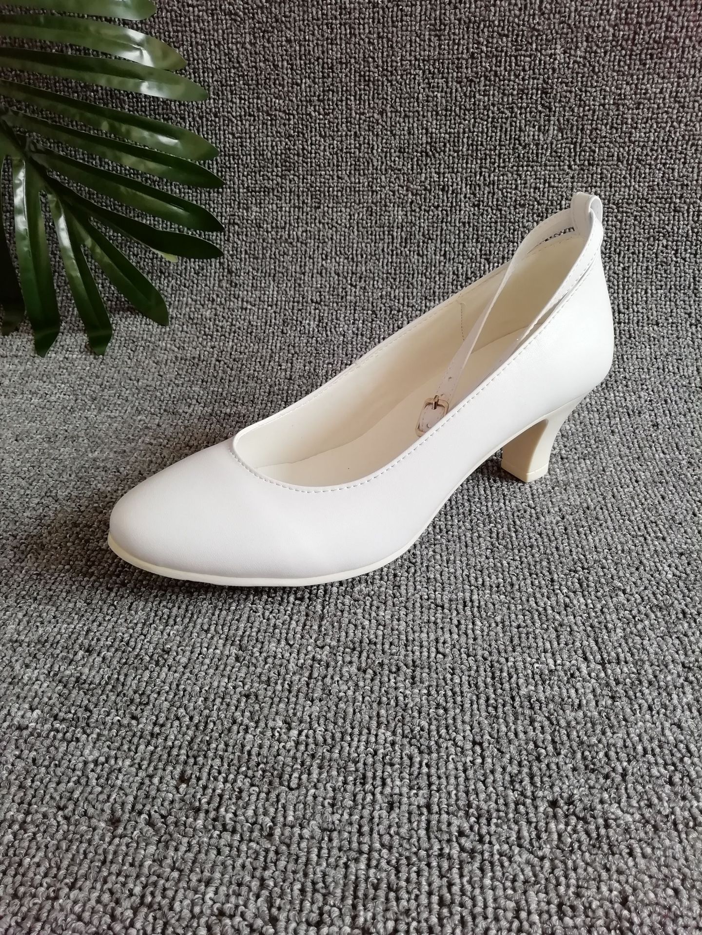 a夏皮鞋女式春秋高跟干部白皮鞋公务员执勤制式女鞋