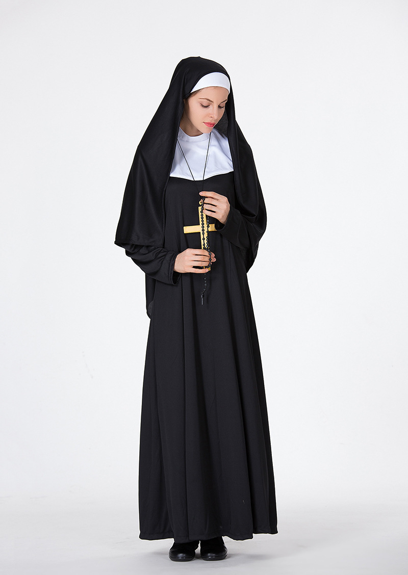 分码万圣节表演服圣母玛利亚服装修女服牧师服装舞会演出服实拍