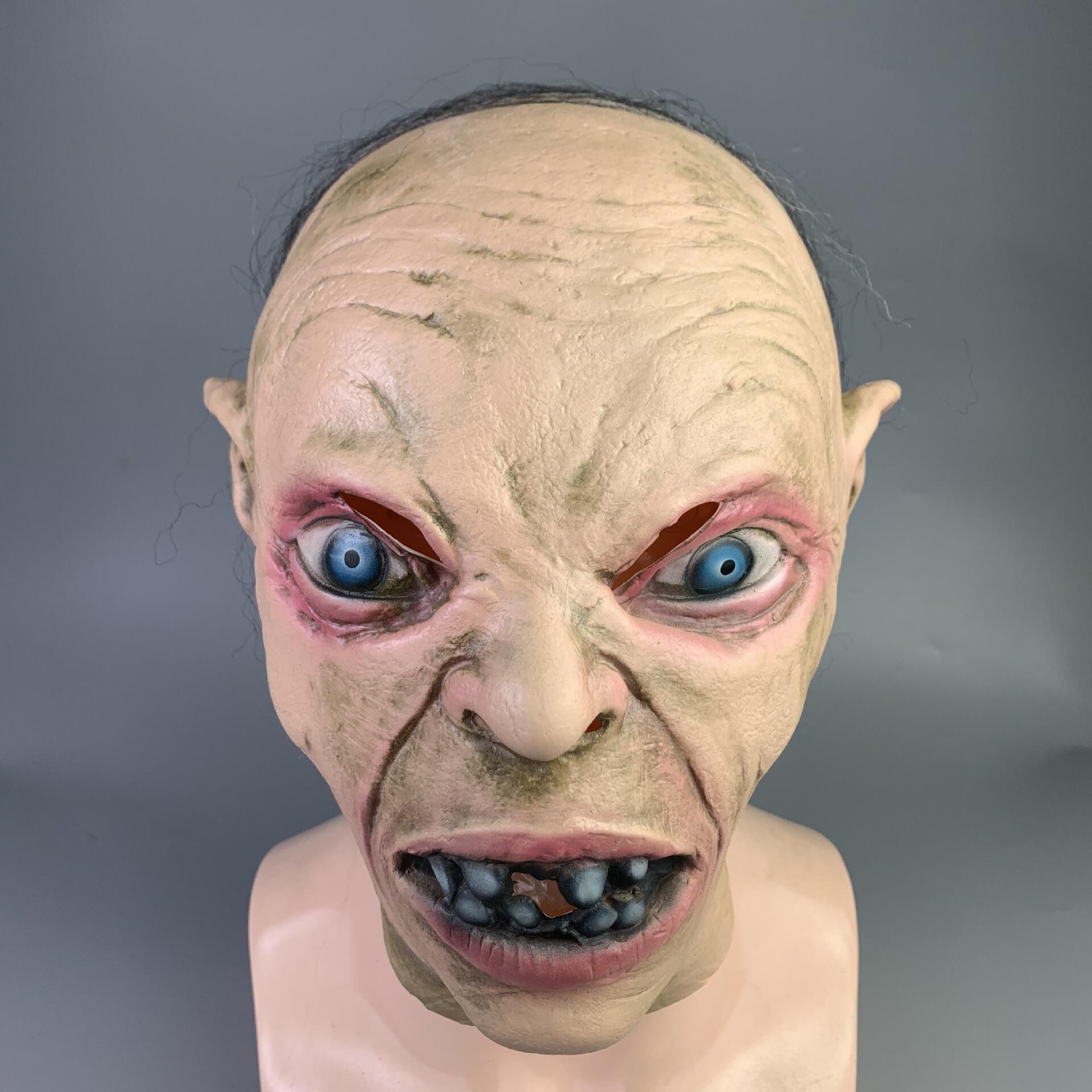 万圣节指环王魔戒 咕噜姆恐怖面具僵尸头套乳胶魔鬼道具影视派对